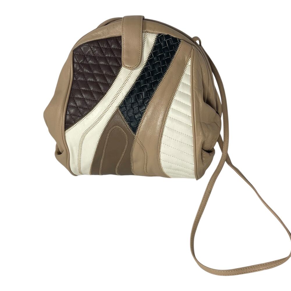 Vintage 80s Four Seasons California Leather Patchwork Crossbody Purse Korea